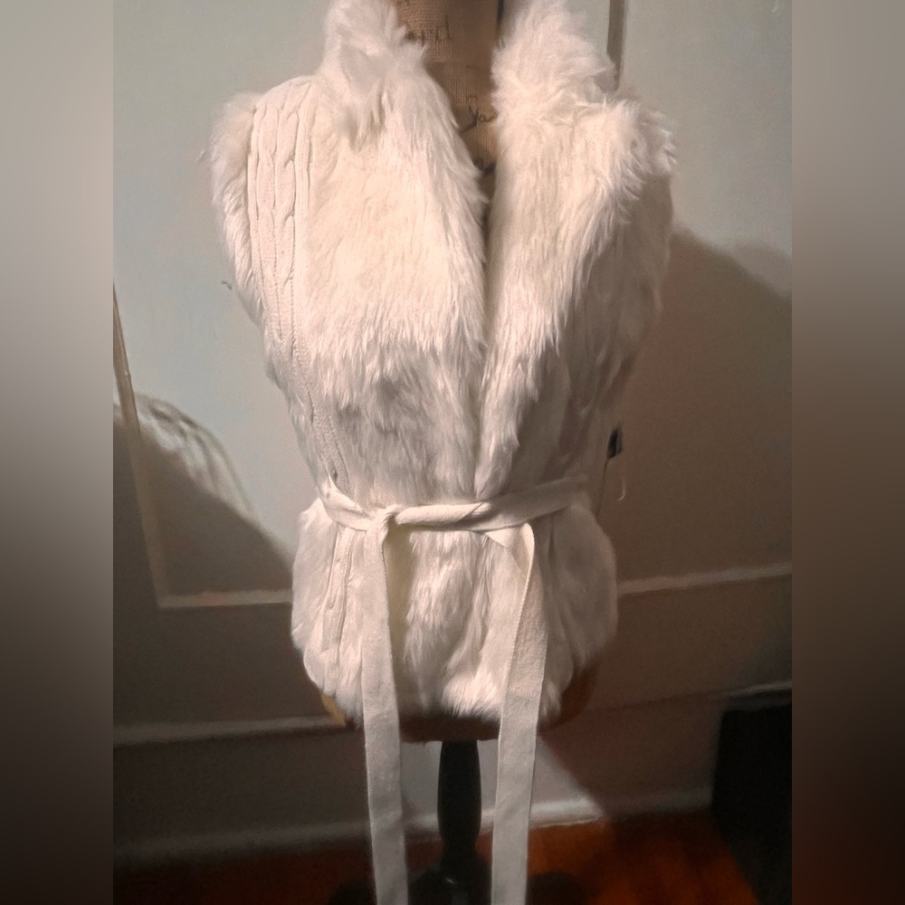XOXO Plush White Faux Fur Vest